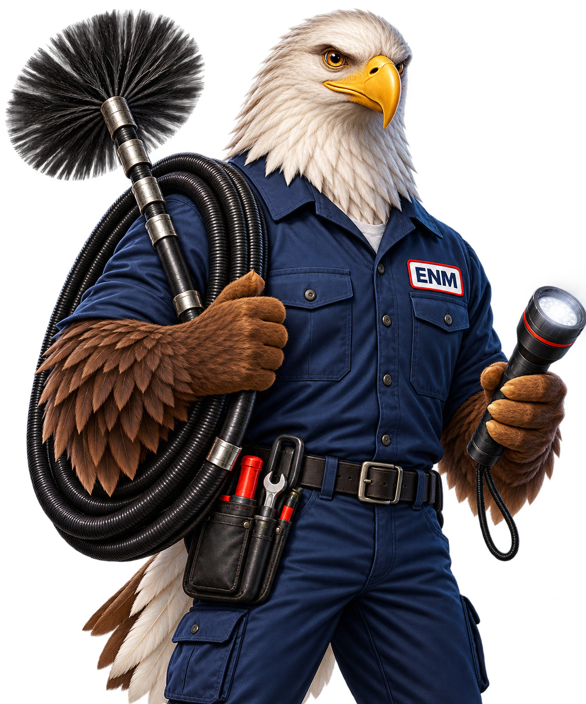 ENM Air Chief eagle technician holding professional air duct cleaning equipment